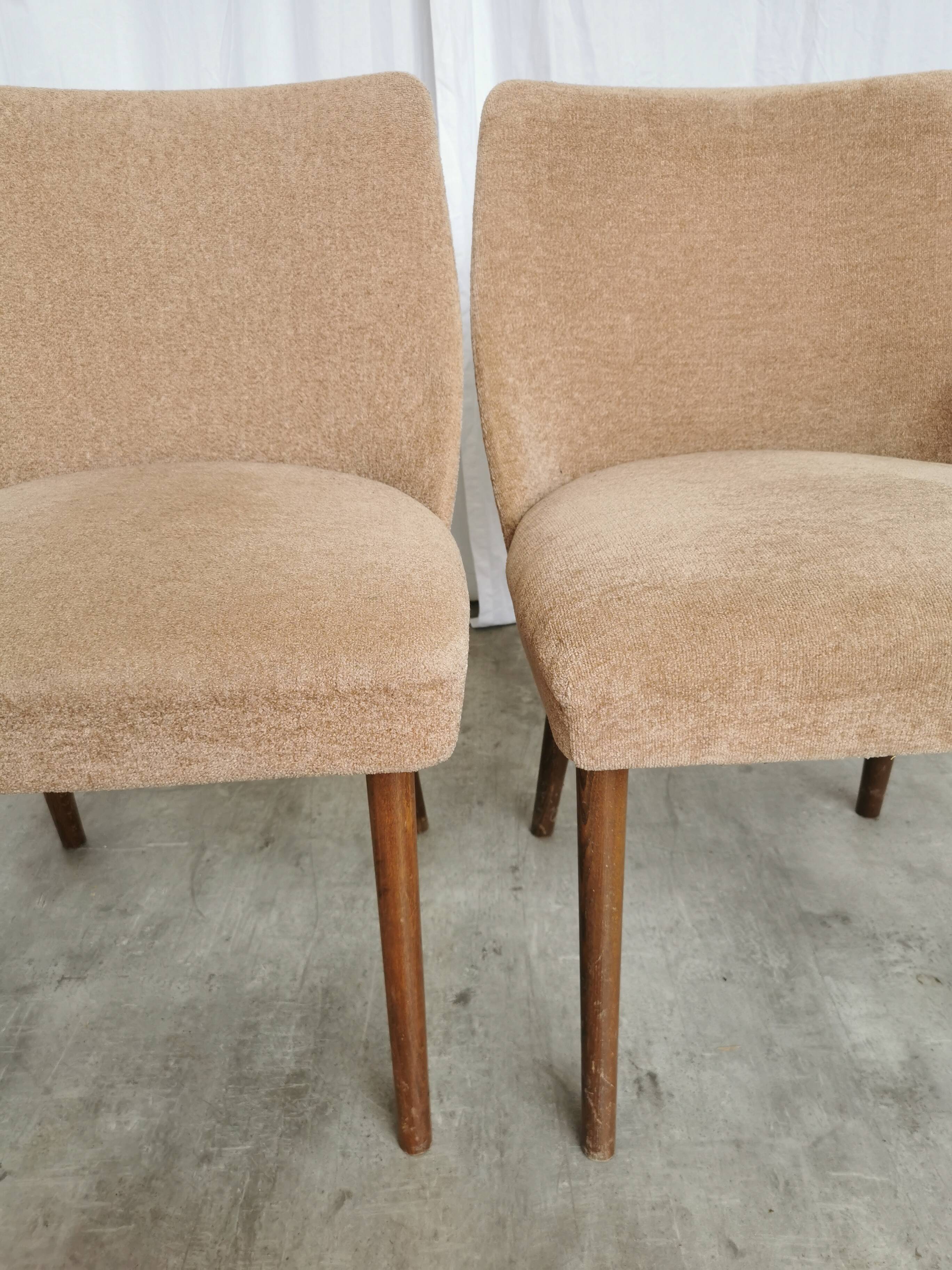 Set of 2 Vintage Mid-Century Lounge Chair: 1970s Yugoslavia, Pink Fabric