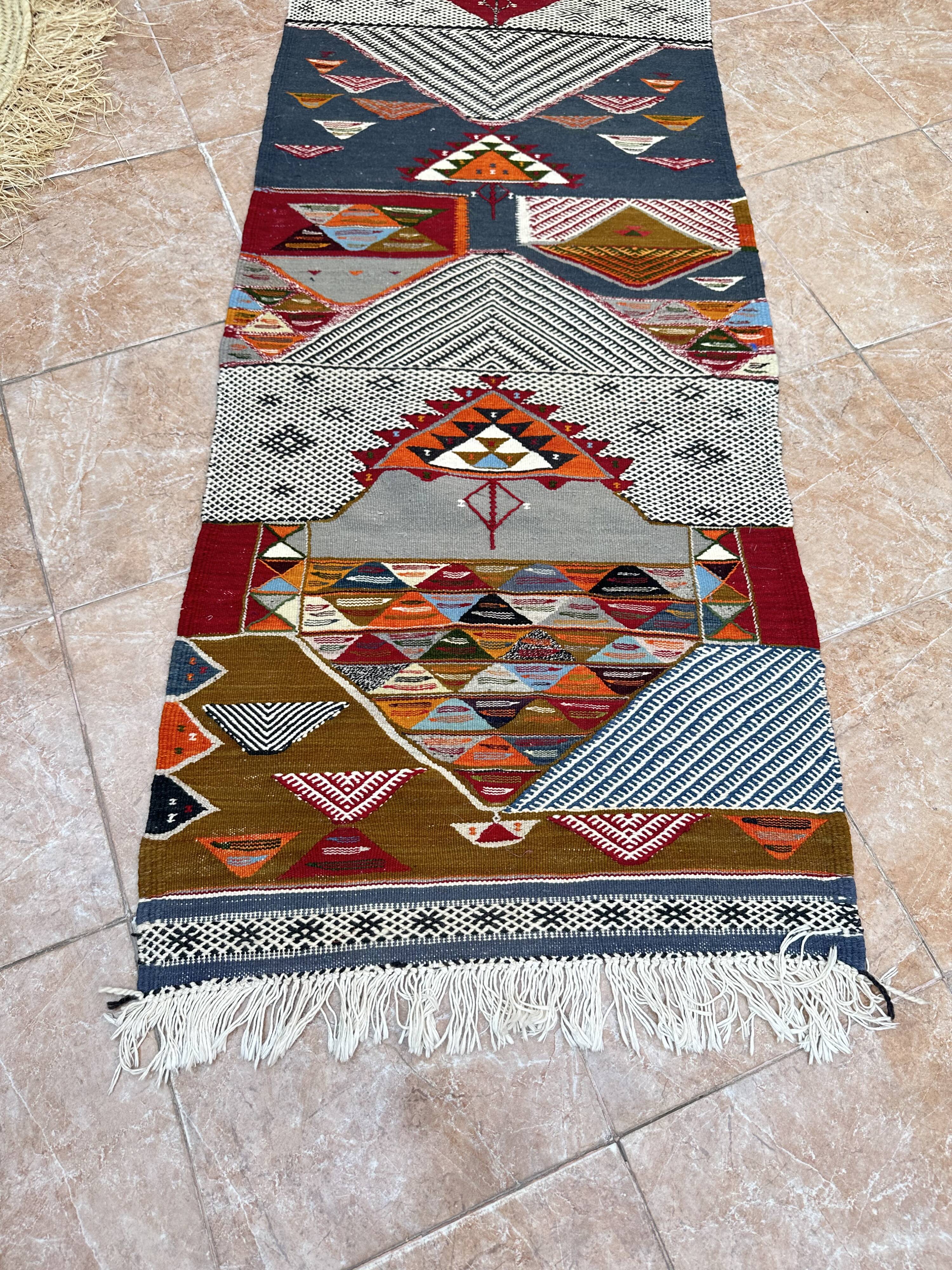 Contemporary Kilim Rug - Taznakht Kilim runner - runner - Unique runner rug - Berber rug