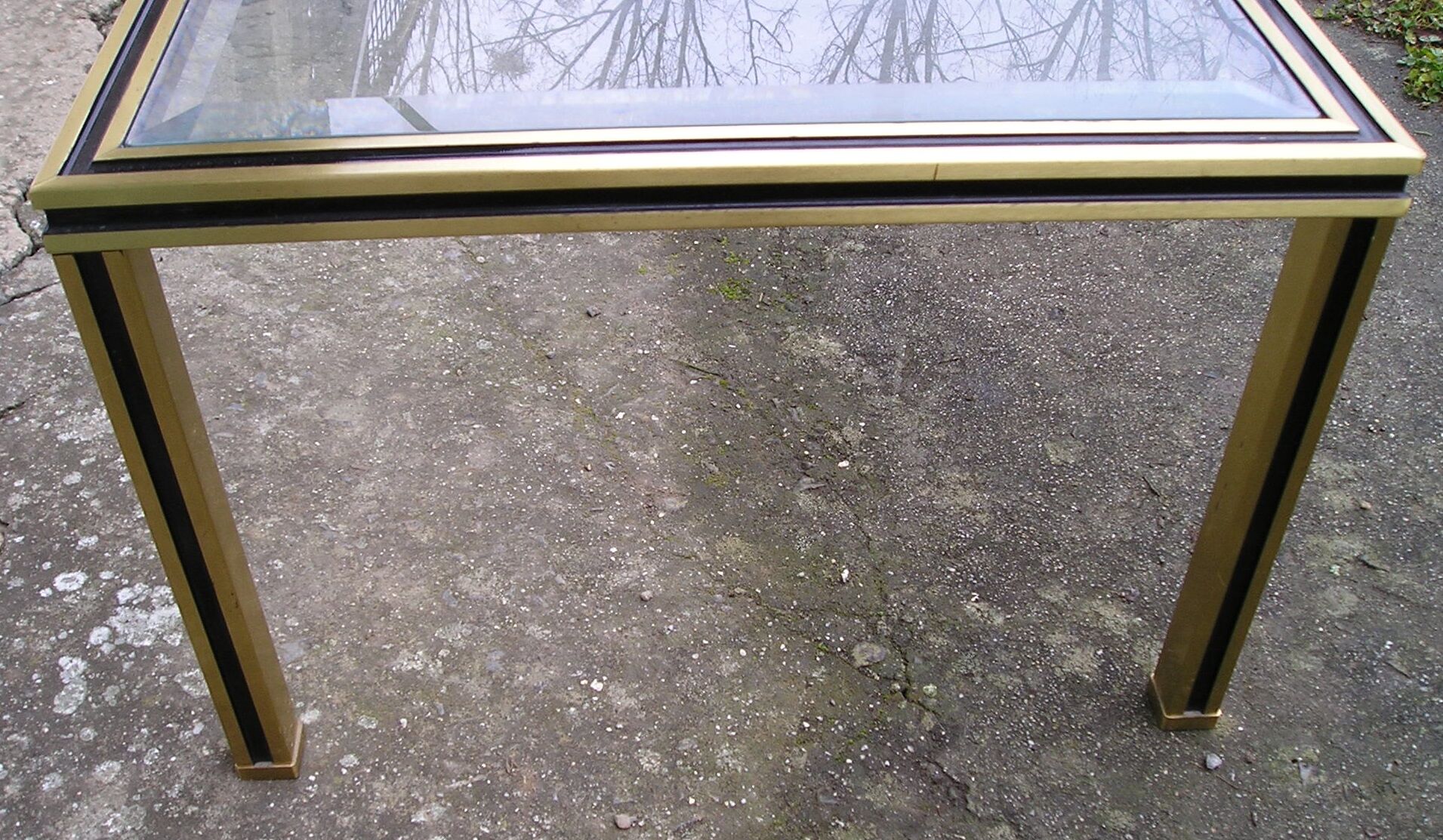 Coffee table style Pierre VANDEL, aluminium and glass beveled, 70s/80s