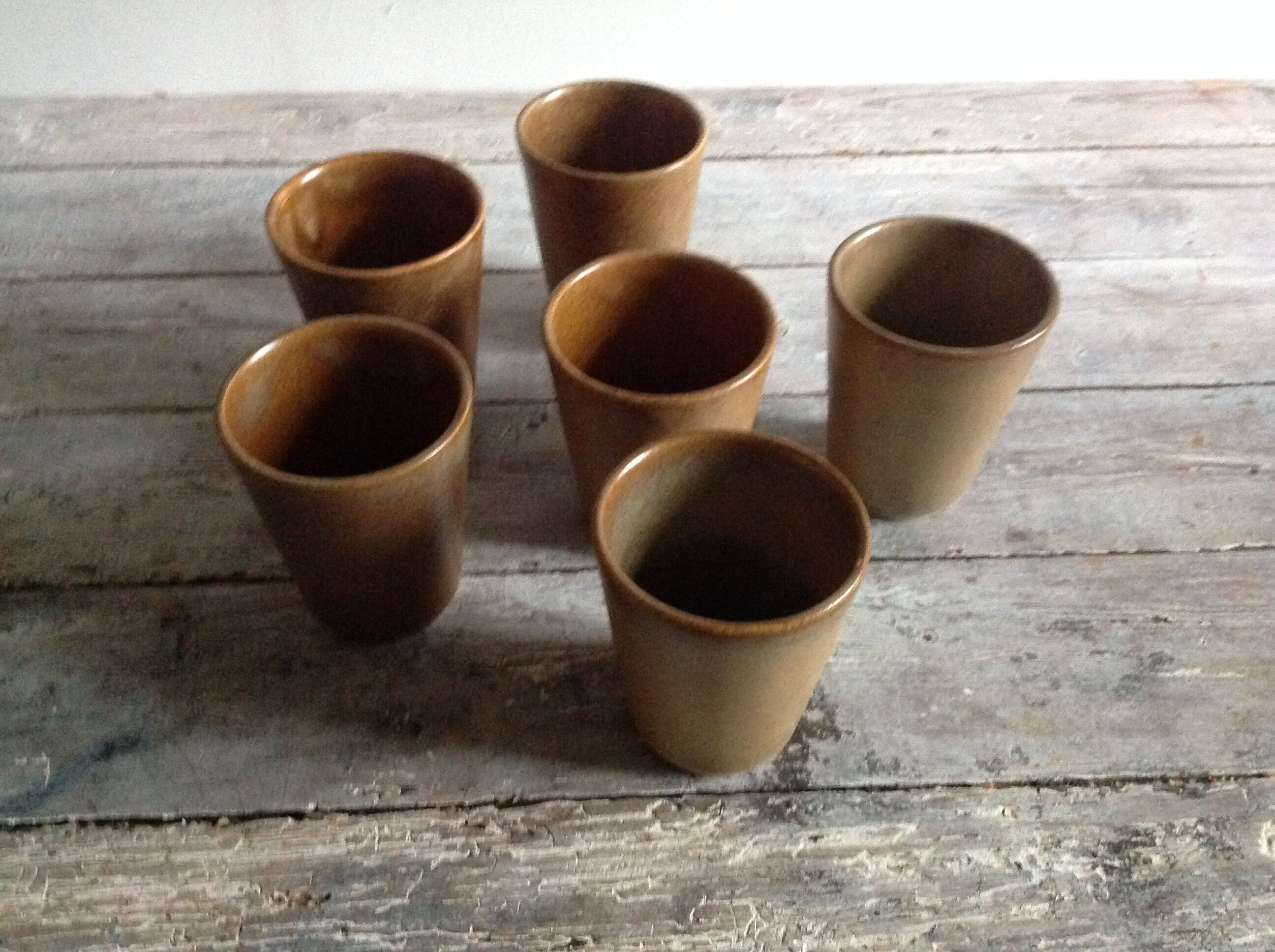 Series of 6 sandstone cups