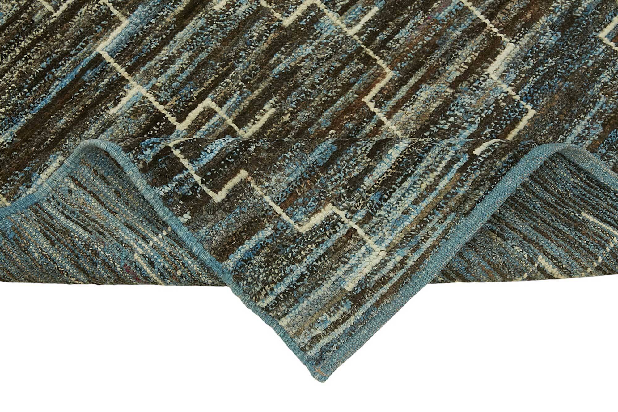 Handmade Tribal Decorative 84 cm x 340 cm Blue Wool Runner Carpet
