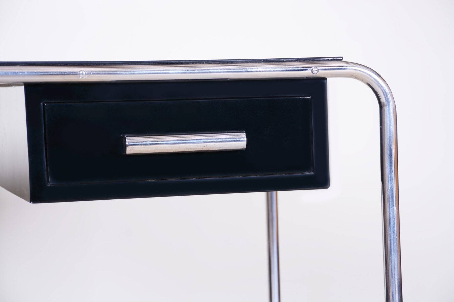 Bauhaus Writing Desk in Chrome, Steel and Wood, Germany, 1930s