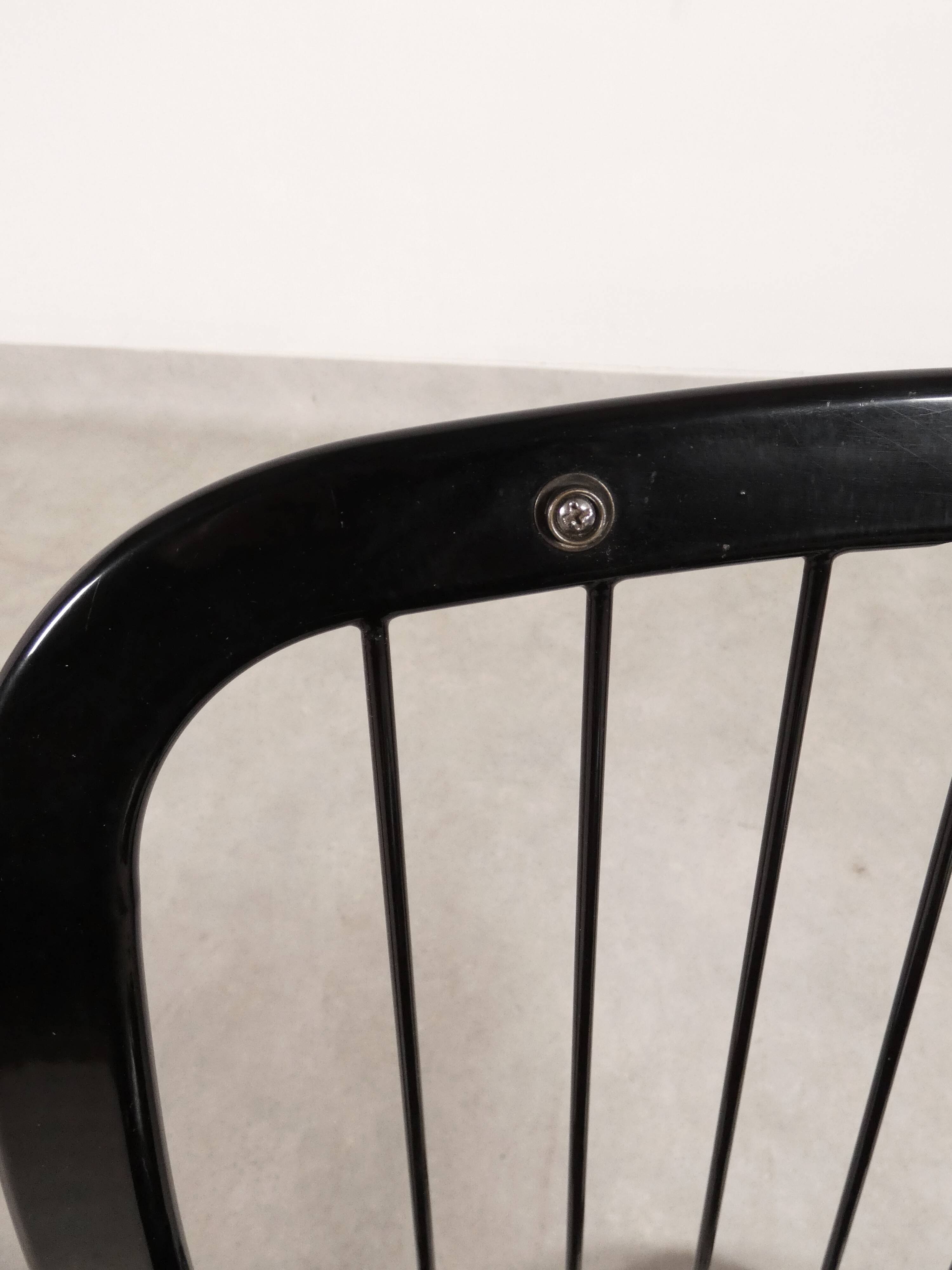Chaises de salle à manger en cuir noir Willy Rizzo - Cidue Italie