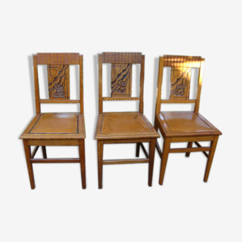 Serie de trois chaises art deco