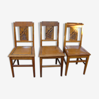 Series of three chairs art deco