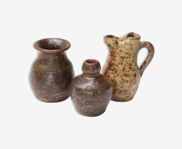 Lot de 3 vases miniatures en grès, années 70