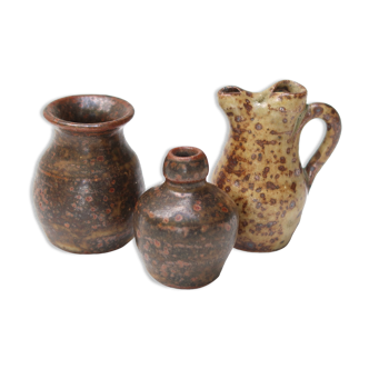 Lot de 3 vases miniatures en grès, années 70