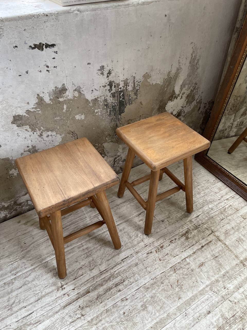 Pair of beech stools