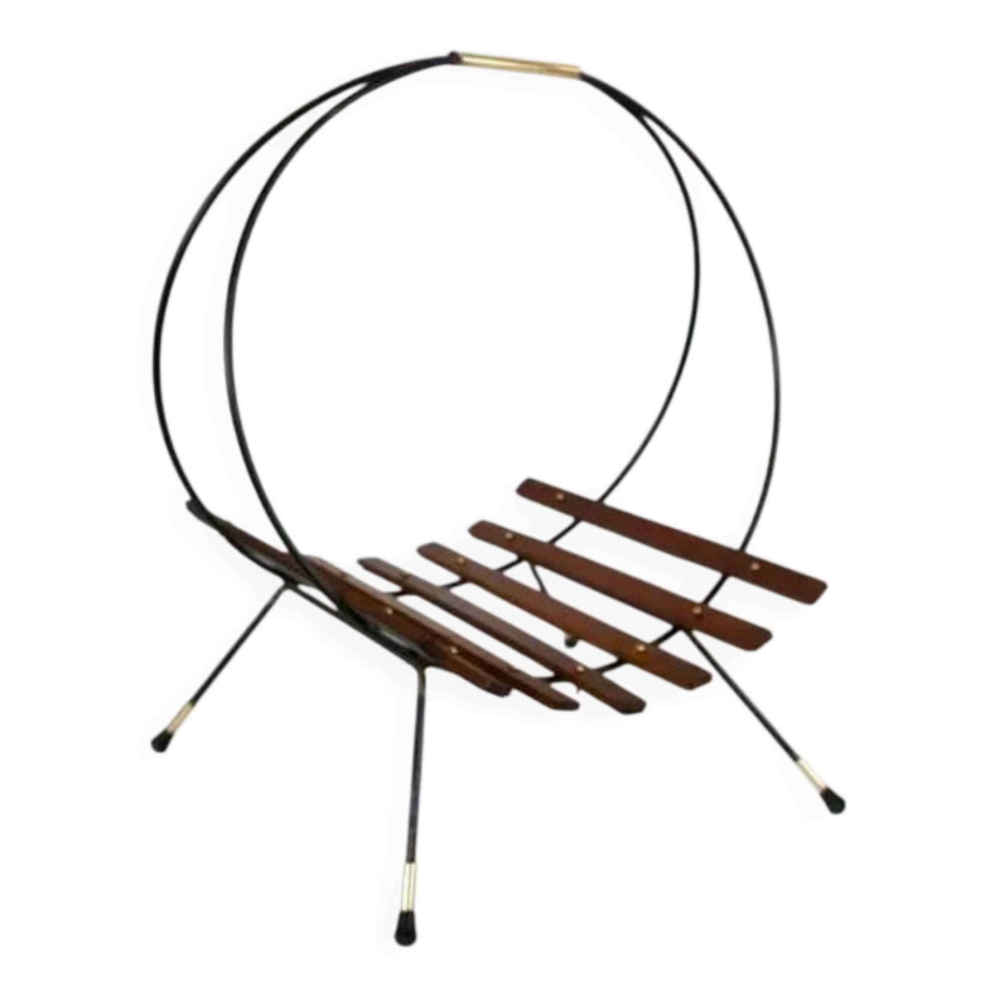 portariviste vintage legno metallo ed inserti in ottone