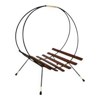 portariviste vintage legno metallo ed inserti in ottone