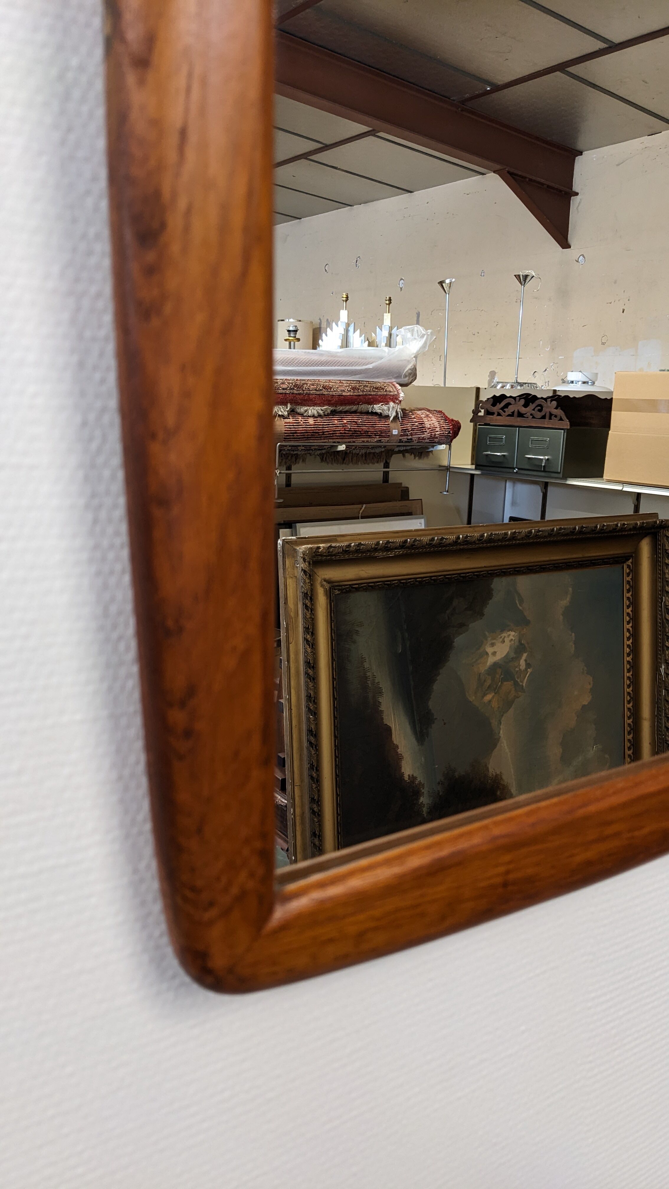 Scandinavian mirror in solid teak, Denmark circa 1970.