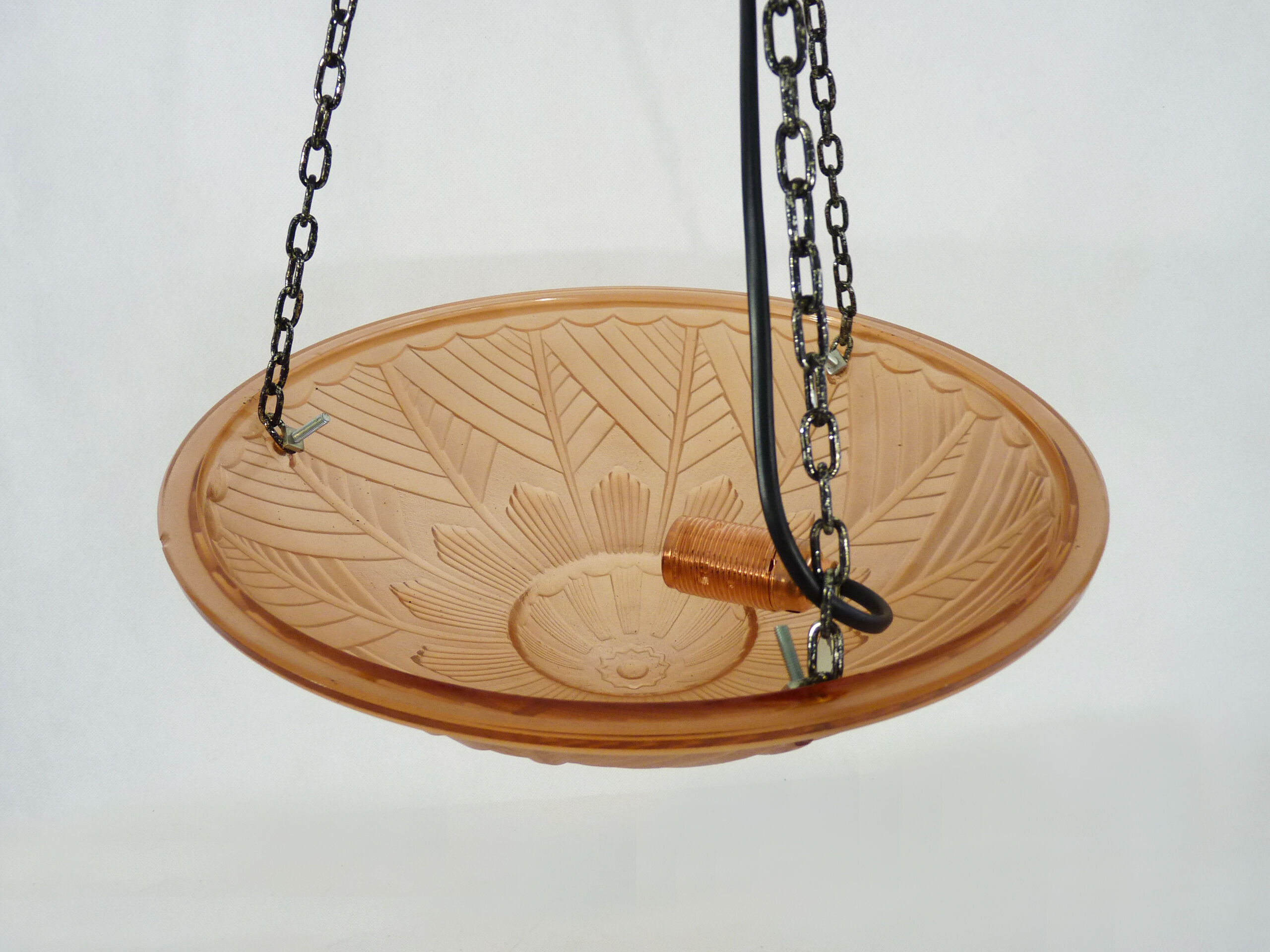 Suspension calysque Art Deco 1 Fire in glass paste