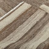 Grey & Beige Handwoven Large Kilim Rug, Turkish Wool Kilim Rug, 322x388 Cm