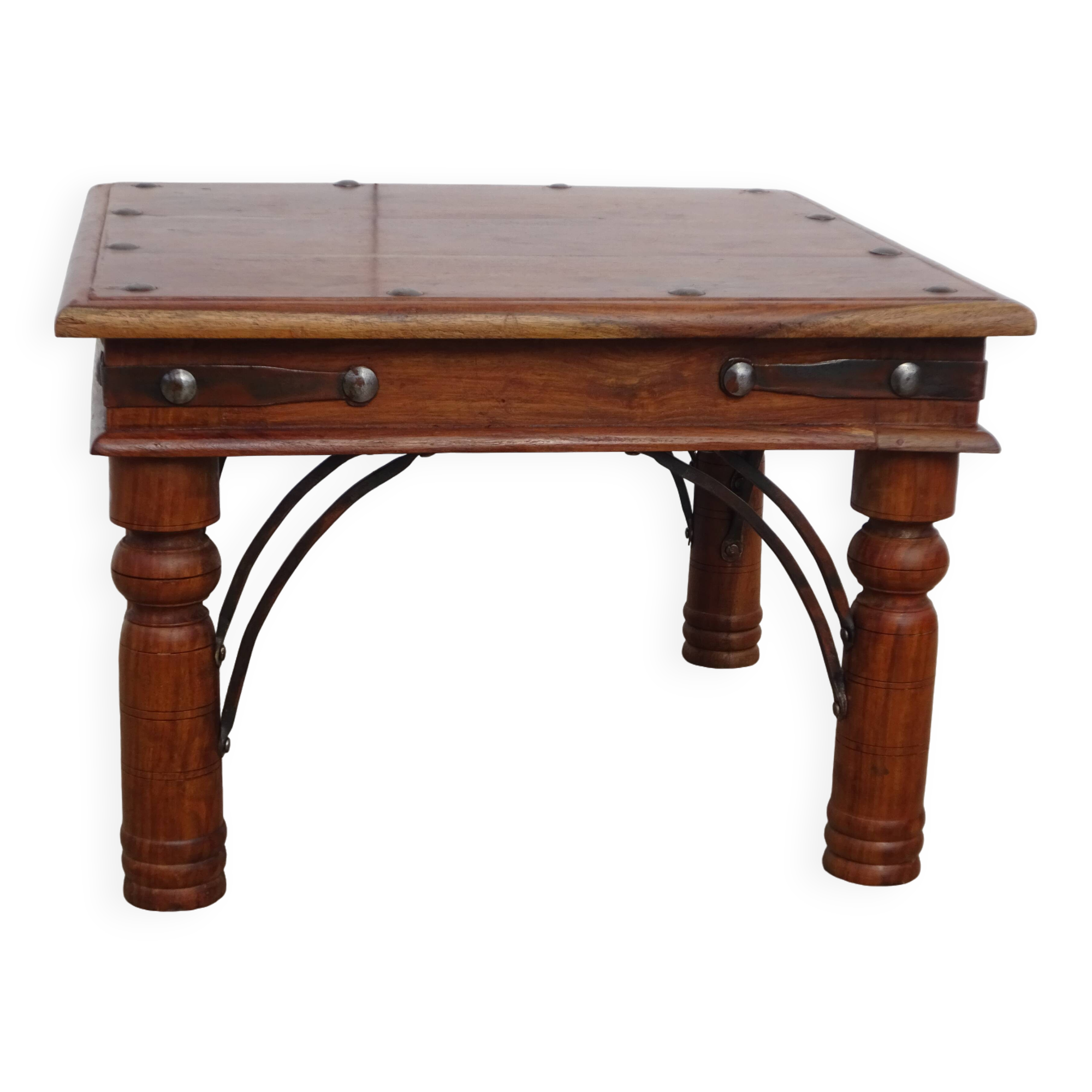 Wooden and wrought iron coffee table