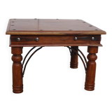 Wooden and wrought iron coffee table