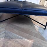 Black leather bench seat