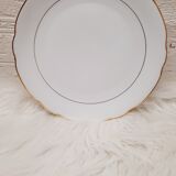 Set 6 flat plates white porcelain and gold