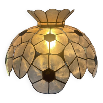 Pearly and brass pendant light