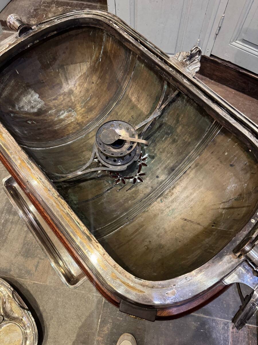 Silver-plated metal cutting trolley in the Louis XVI style