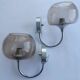 Pair of chrome metal and smoked glass wall lights from the 80s