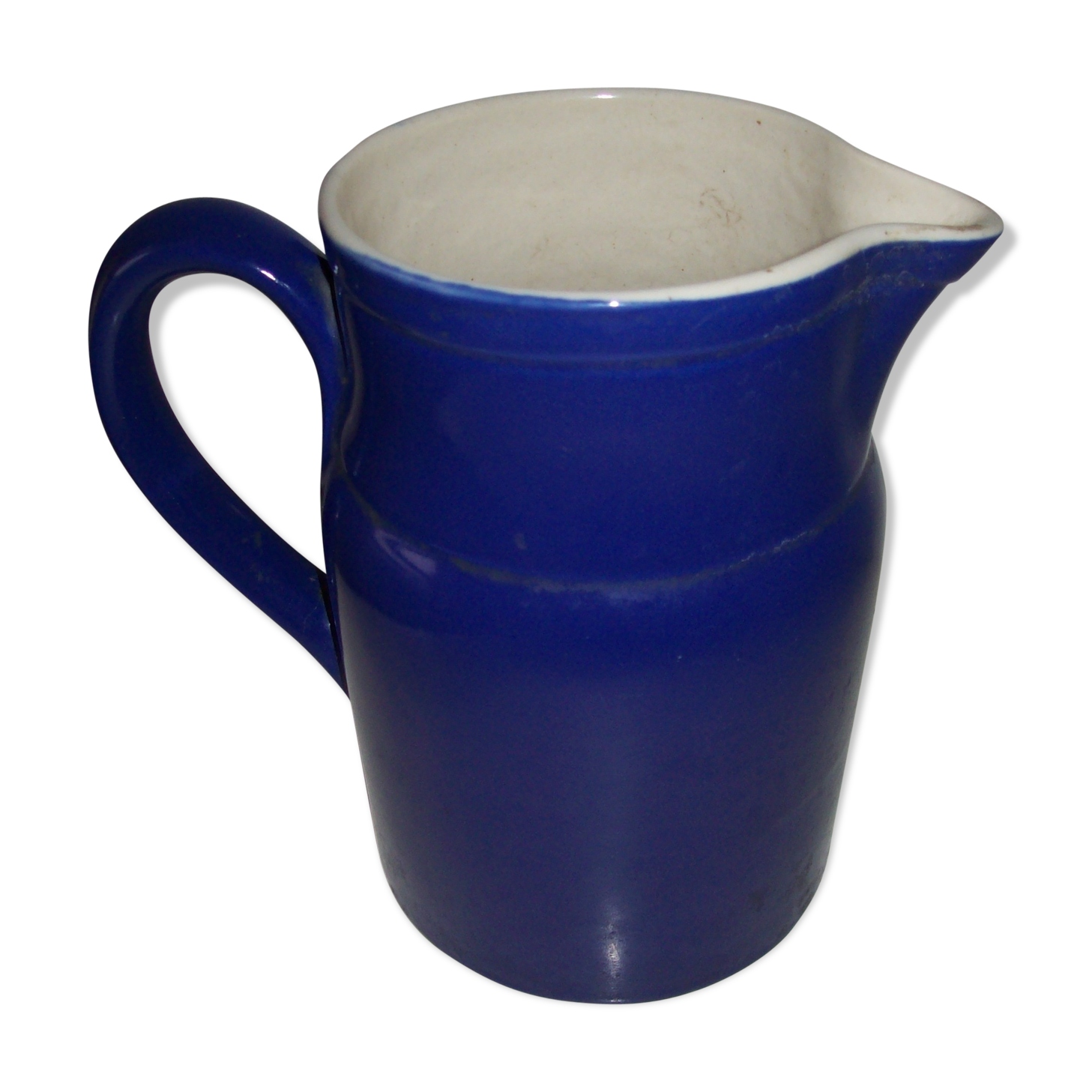 Old blue ceramic Digoin pitcher