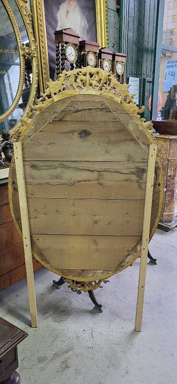Miroir medaillon dore du xix ème siecle