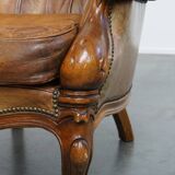 Antique Baroque Sheepskin Leather Chesterfield Armchair