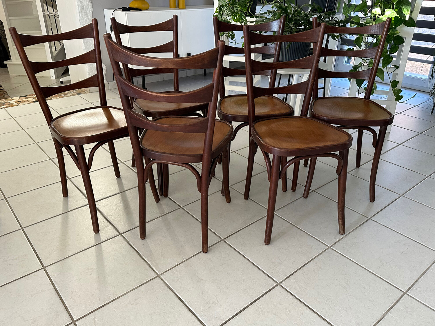 Suite 6 chaises de Bistrot vintage années 1960