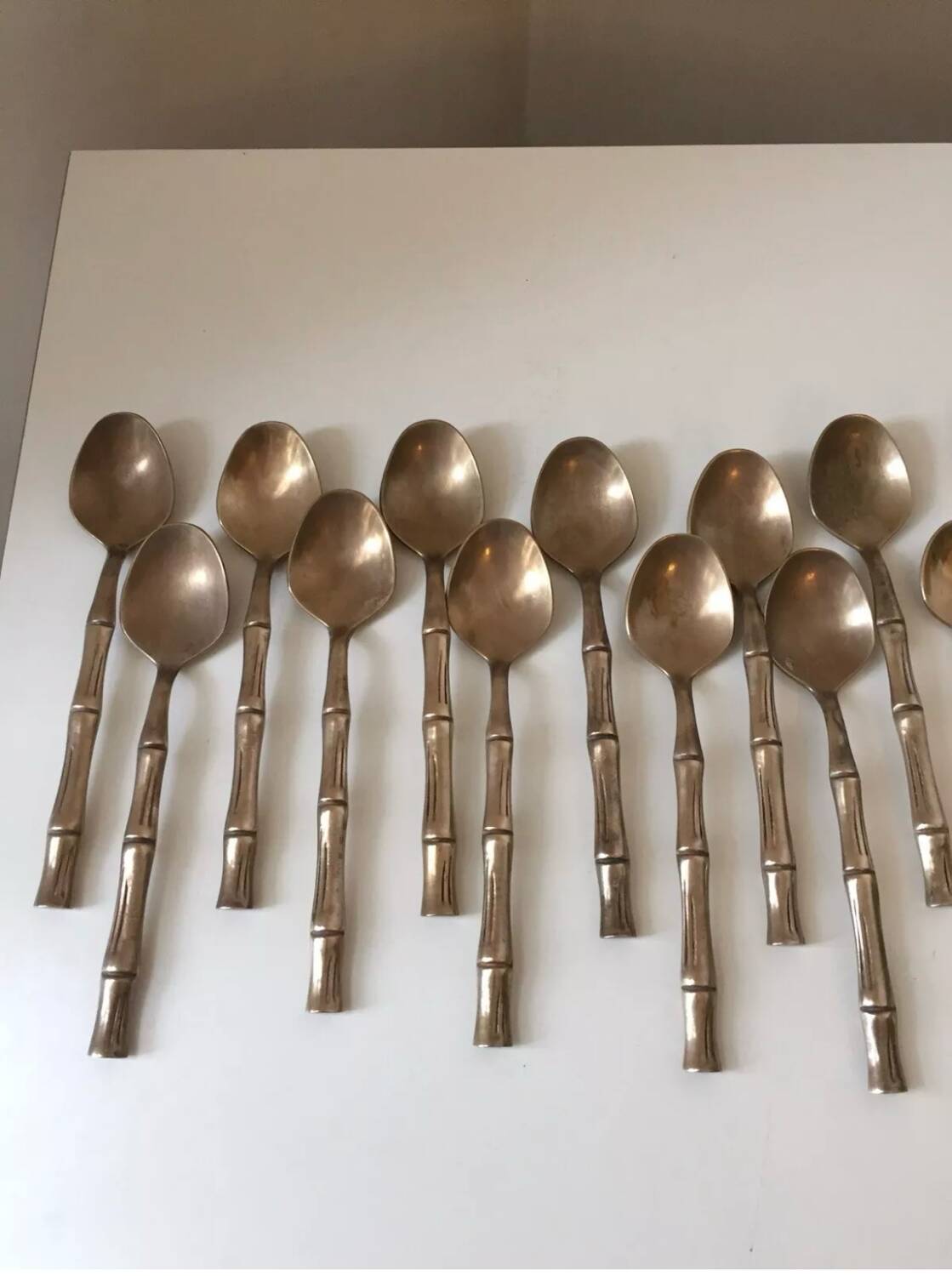 Vintage 1960s Bamboo Brass Cutlery Set