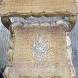 Set of three nesting tables in gilded wood in Florentine style Hollywo.