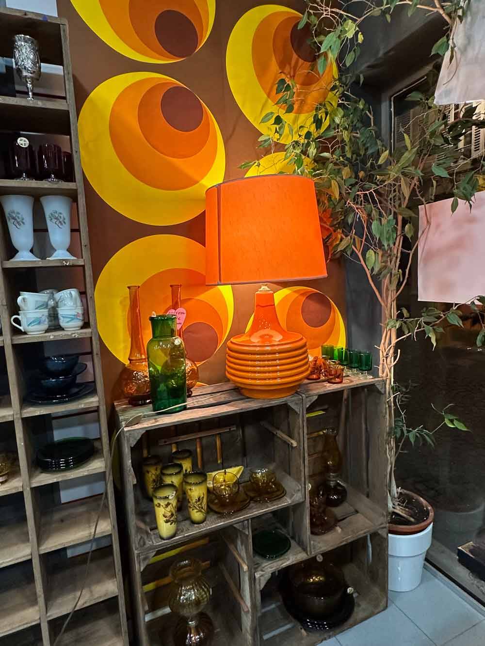 Vintage orange ceramic lamp