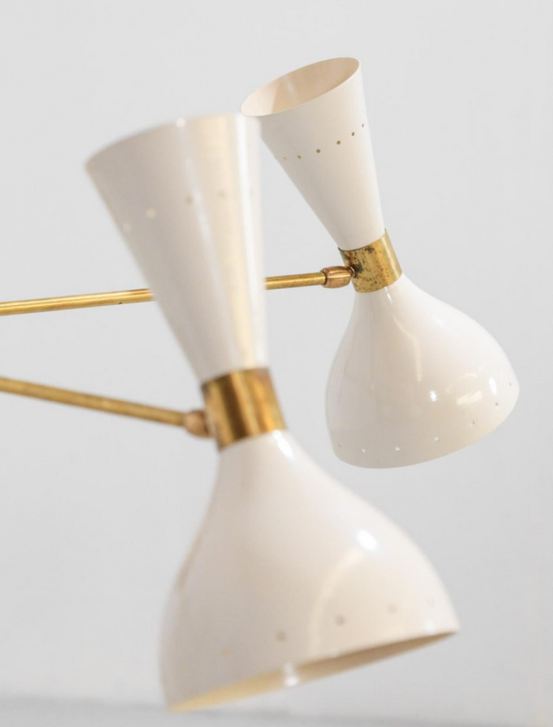 Lustre italien en laiton 5 bras blanc