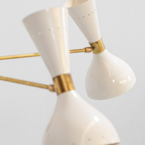 Italian chandelier in brass 5 arms white
