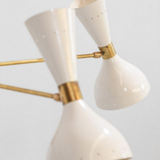 Lustre italien en laiton 5 bras blanc