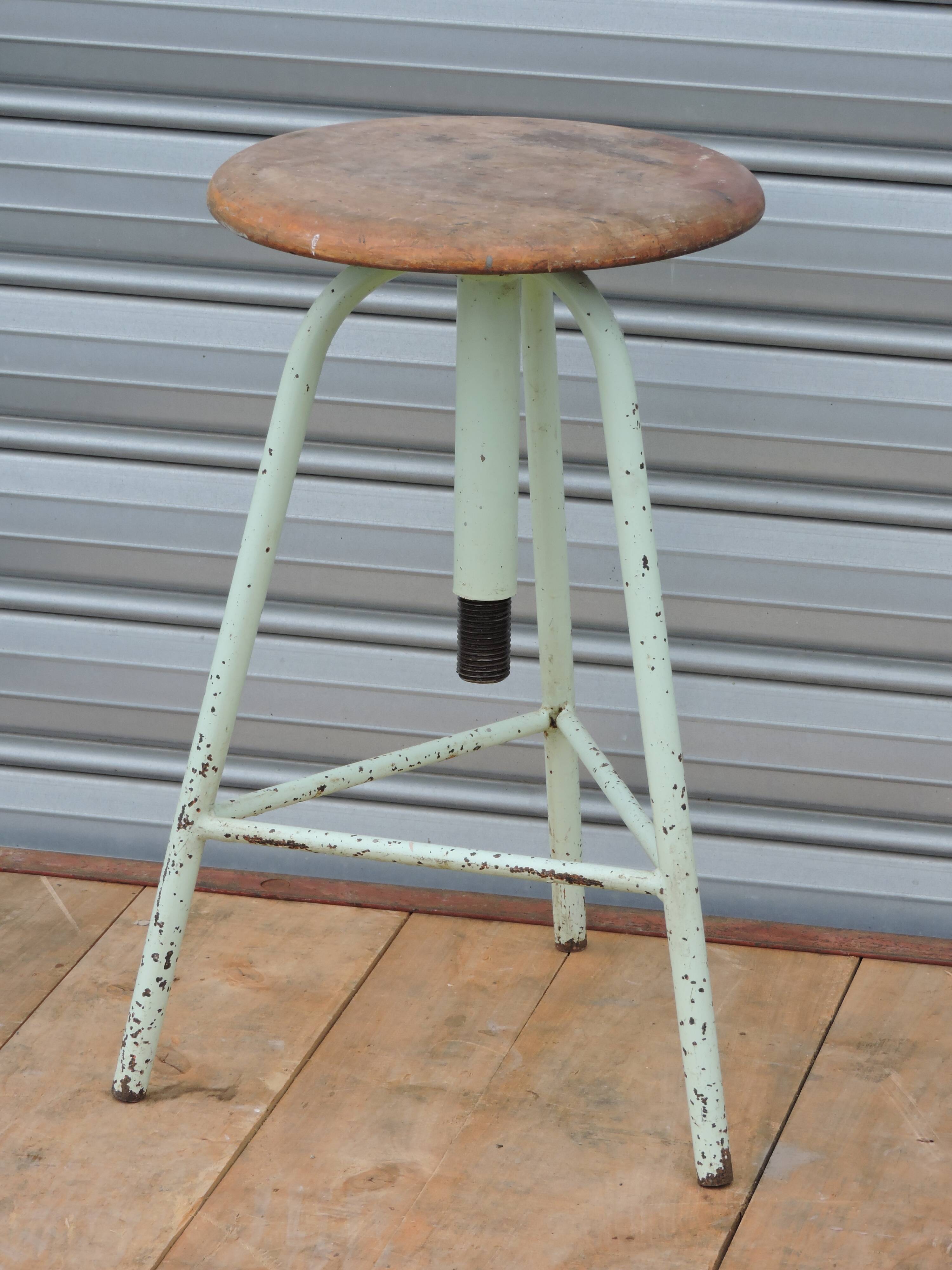 Industrial tripod stool establishments Sautereau Paris adjustable in height