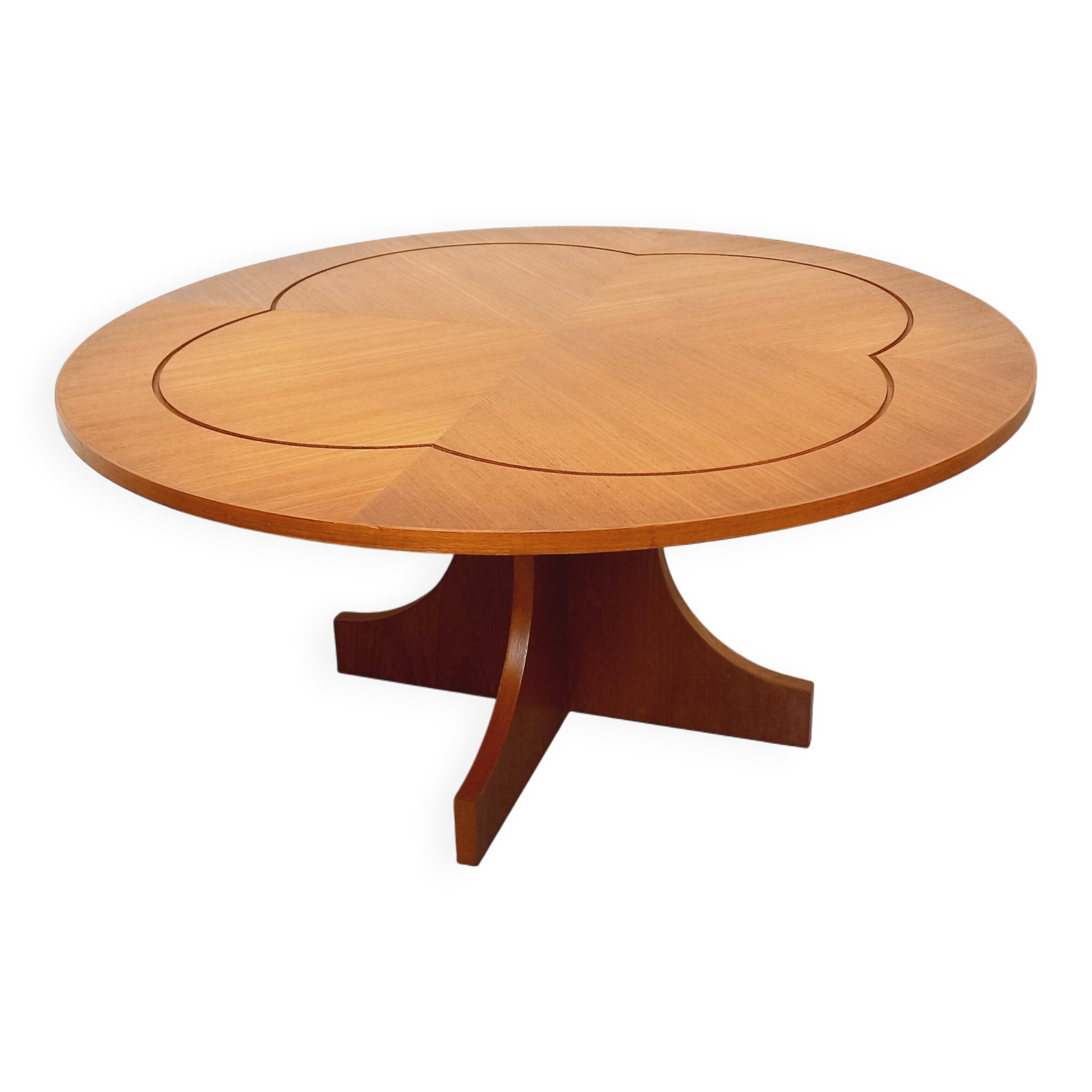 Vintage English round teak coffee table from the 1960s
