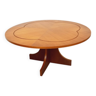 Vintage English round teak coffee table from the 1960s