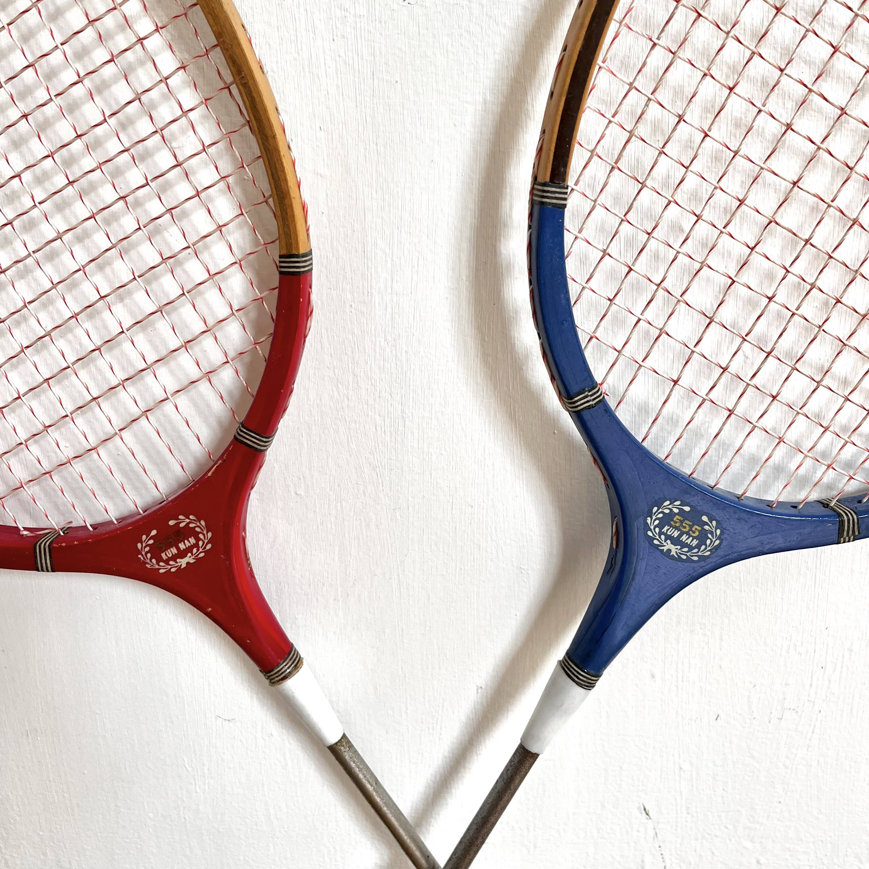 Vintage wooden badminton rackets