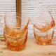 Set 4 cups old pink glass