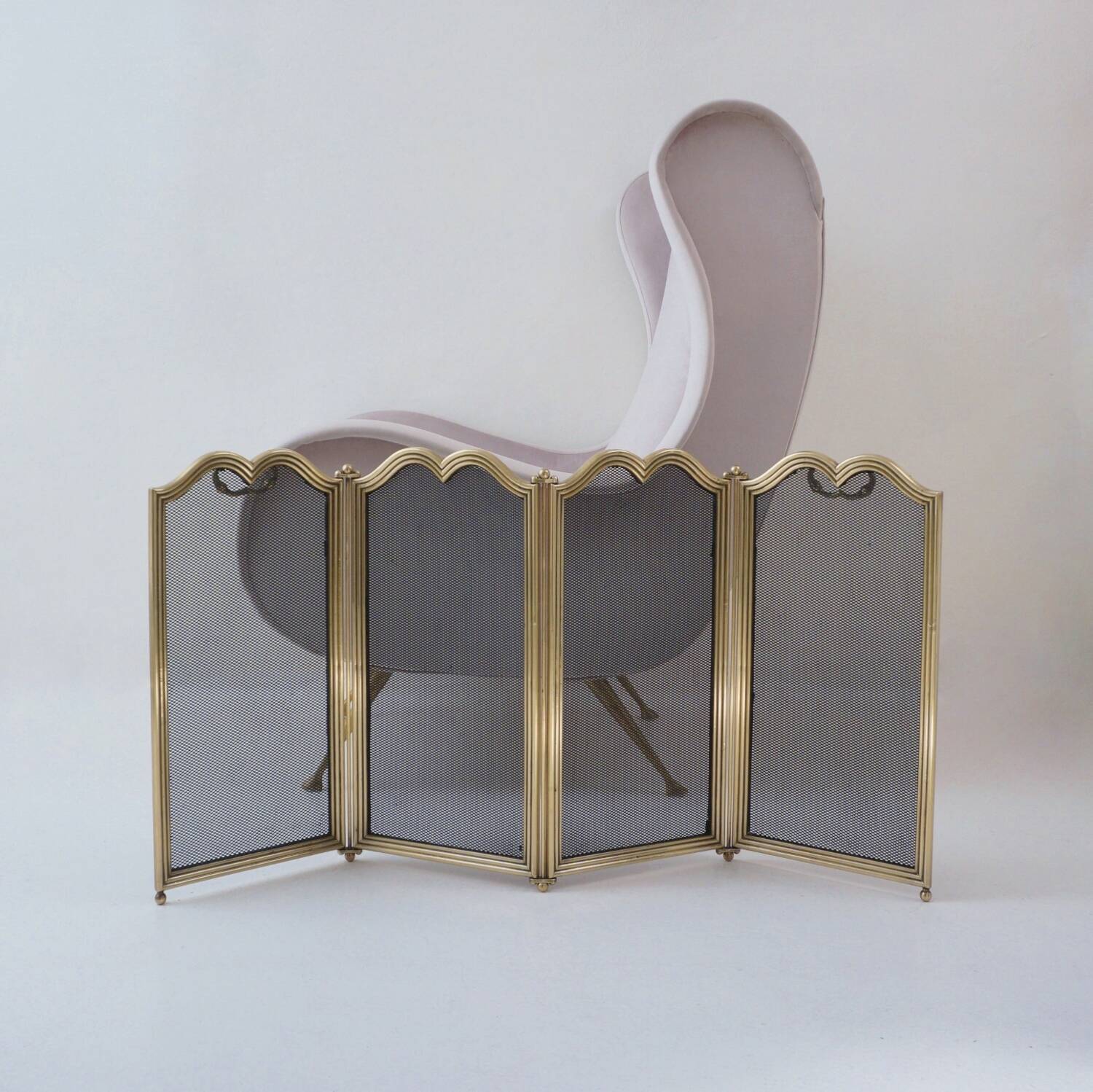 Italian folding gilt bronze fire screen, 1940s