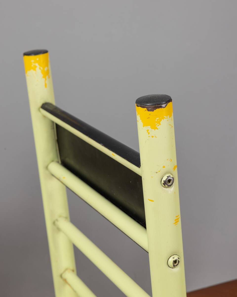 Pair of vintage 70s stools in iron and wood italian design