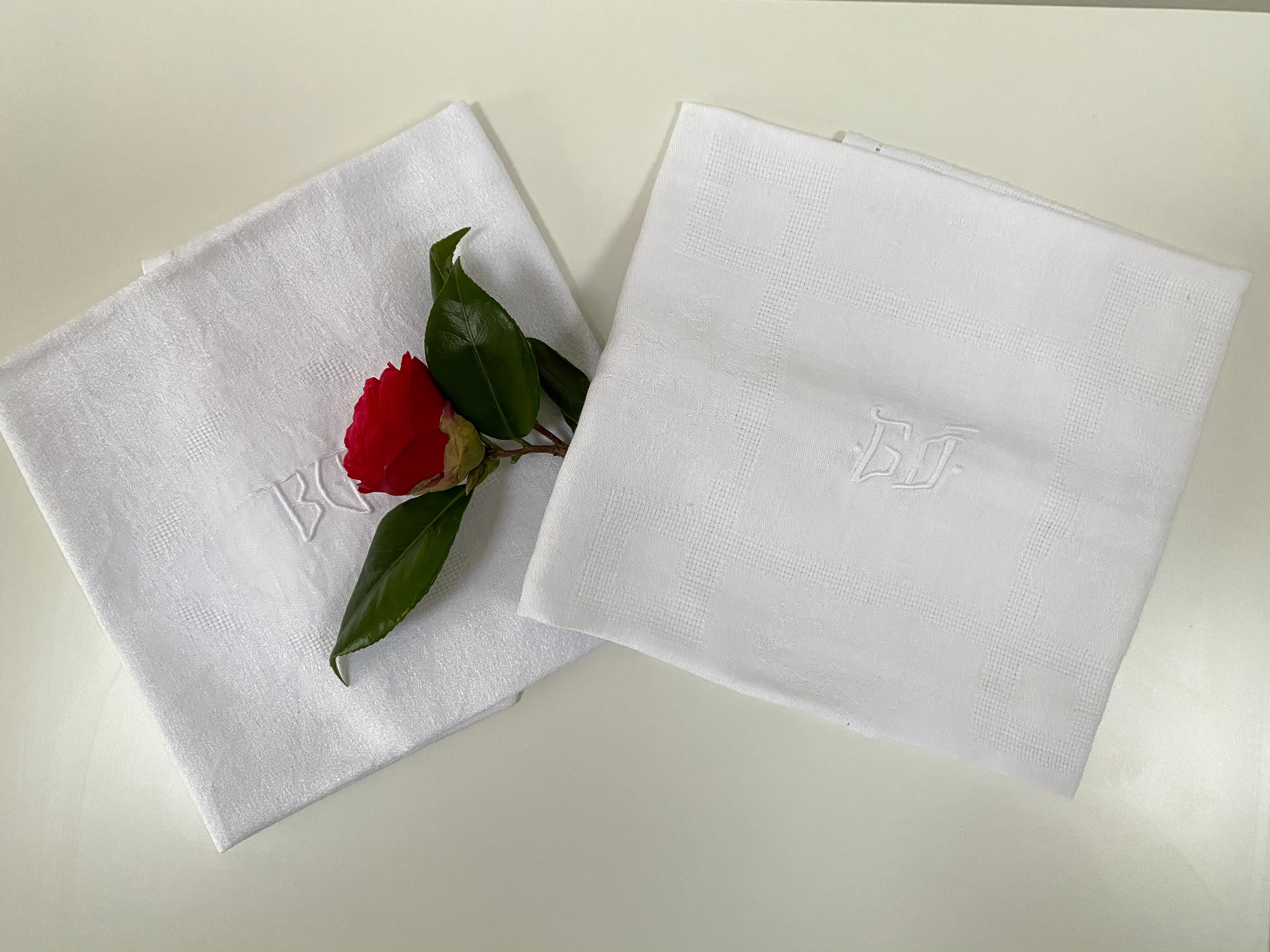 Set of 2 monogram napkins BG and GJ