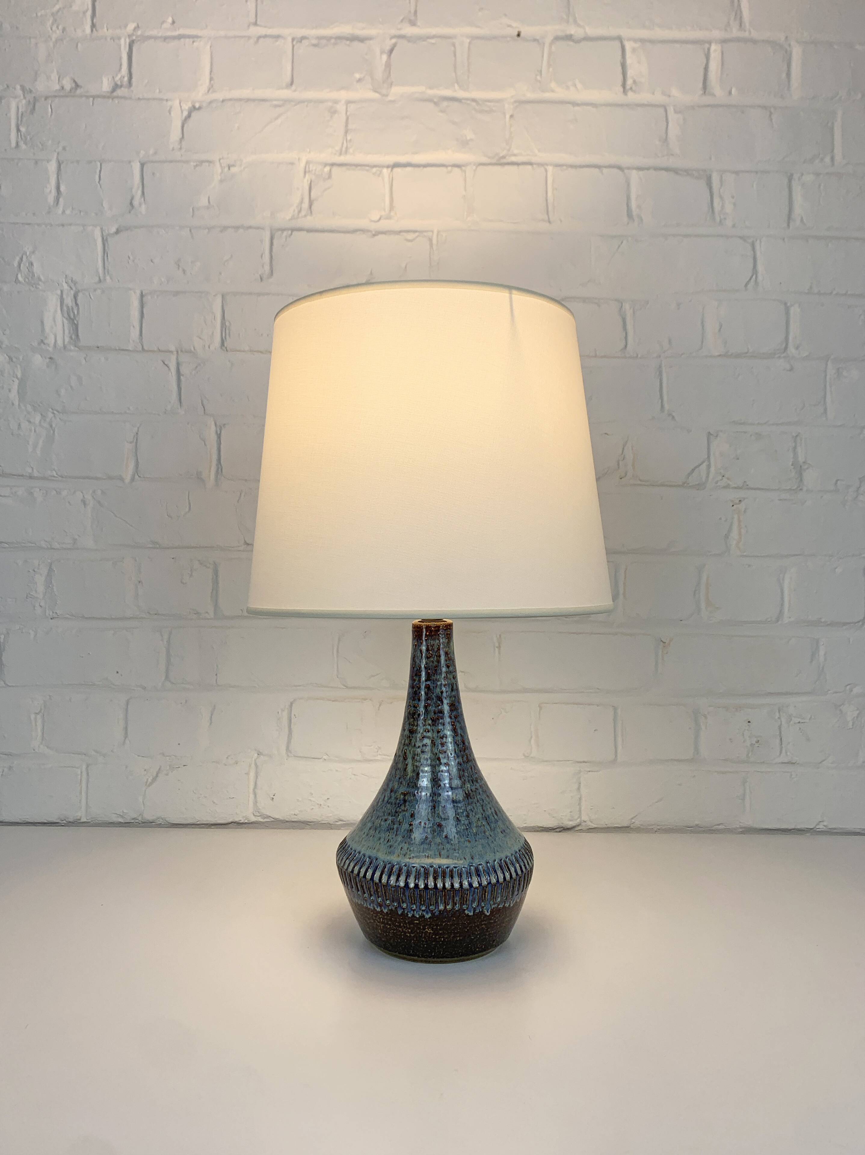 Danish table lamp in blue ceramic, Soholm Stentøj, Scandinavian Denmark