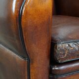 Large design armchair made of sheep leather