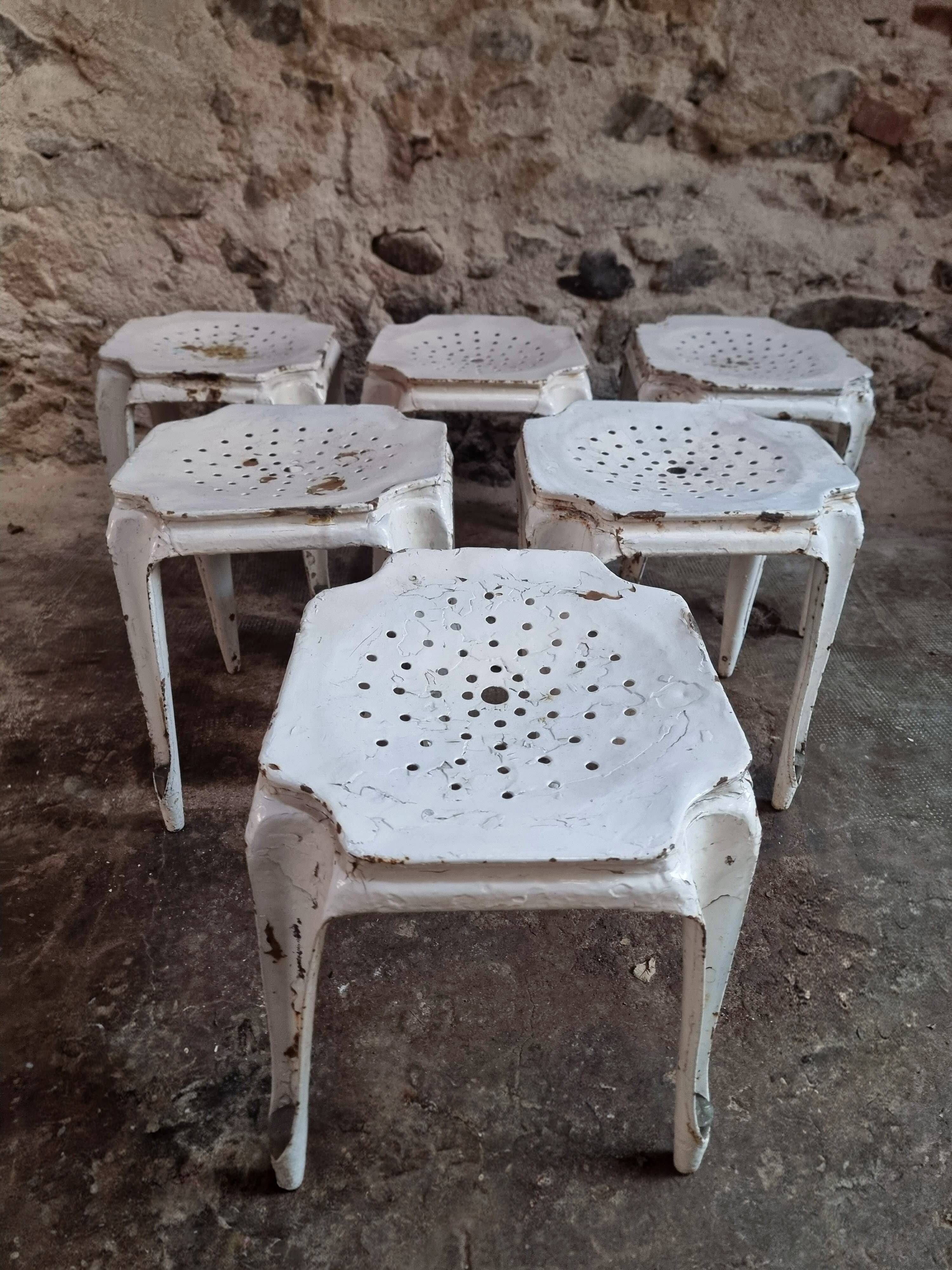 Set of 6 French industrial stools by Multipl’s – 1930s