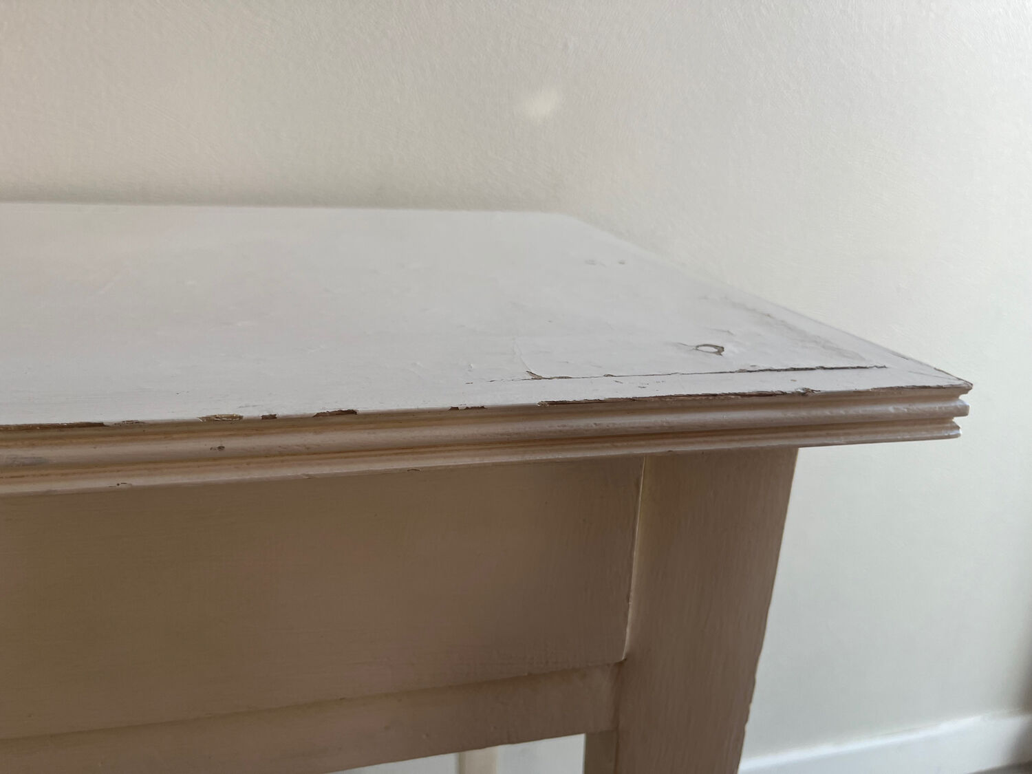 Small patinated wood table / desk / console / side table