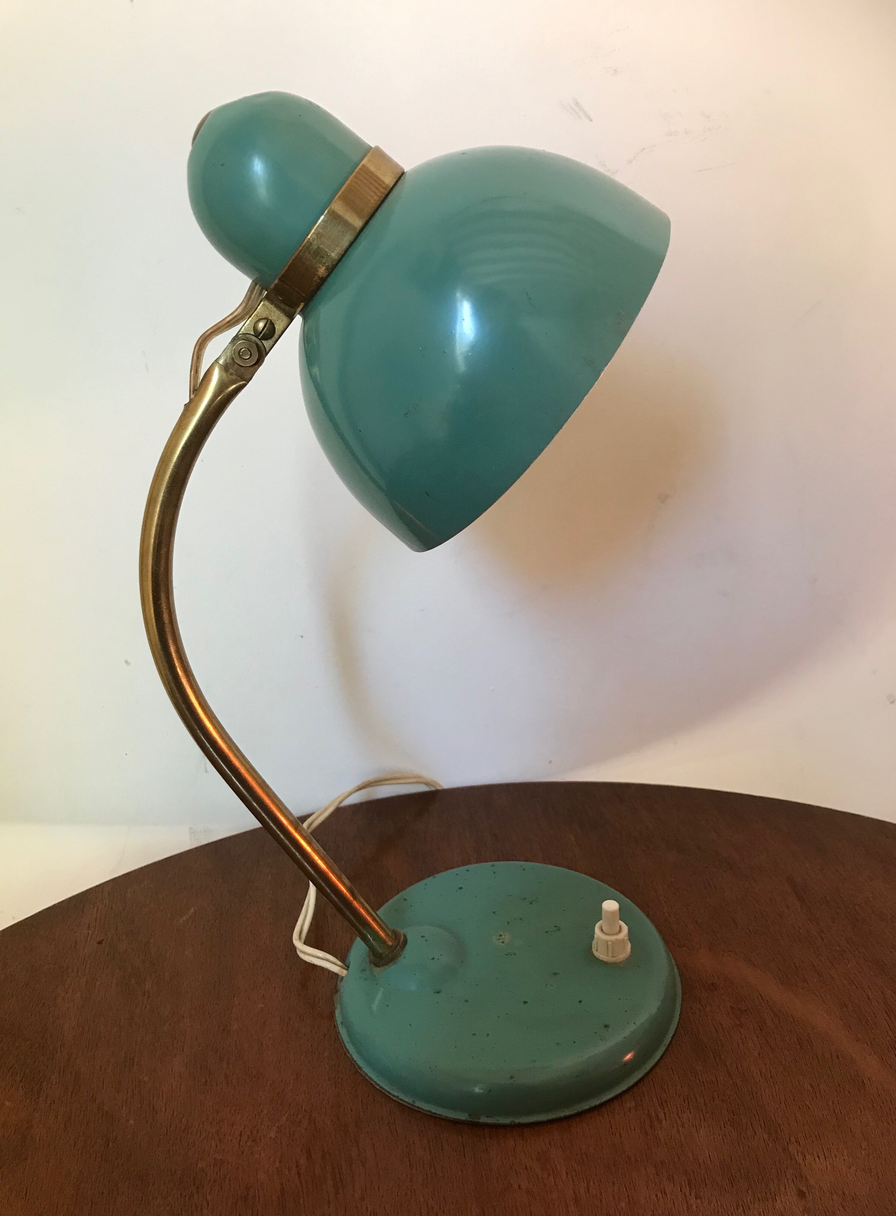 Vintage khaki green metal lamp