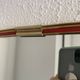 Miroir vintage 1960 rétroviseur asymétrique forme libre doré rouge - 71 x 3