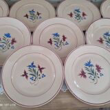 Set of 12 flat plates 30s earthenware K&G Lunéville model Denise