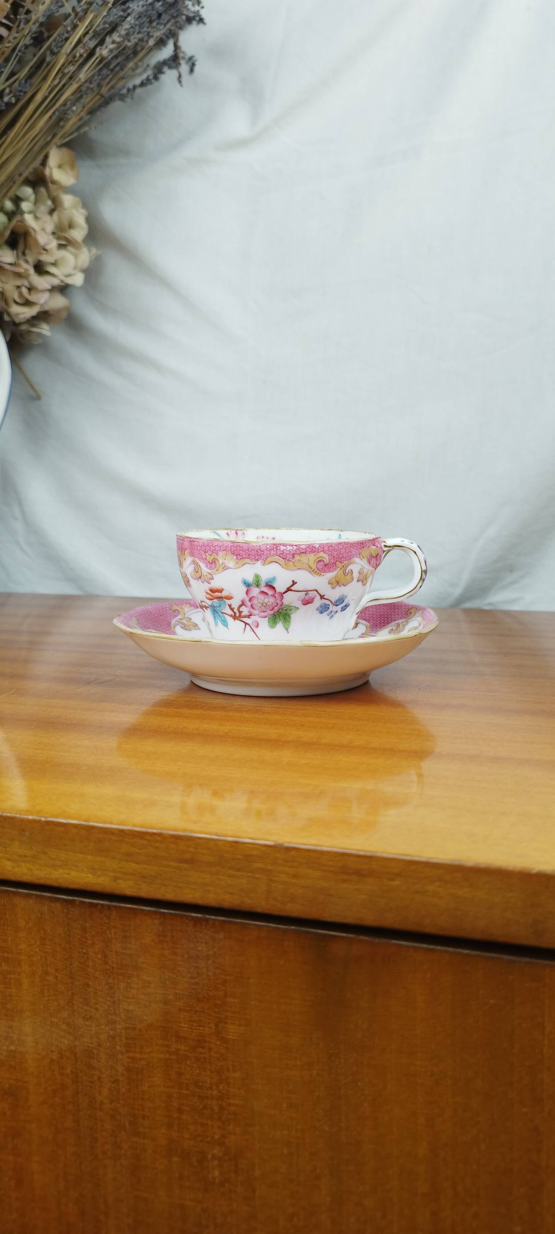 Porcelain Cup & Saucer, Palais Royal Lahoche in Paris, 19th Century Chinese Decor